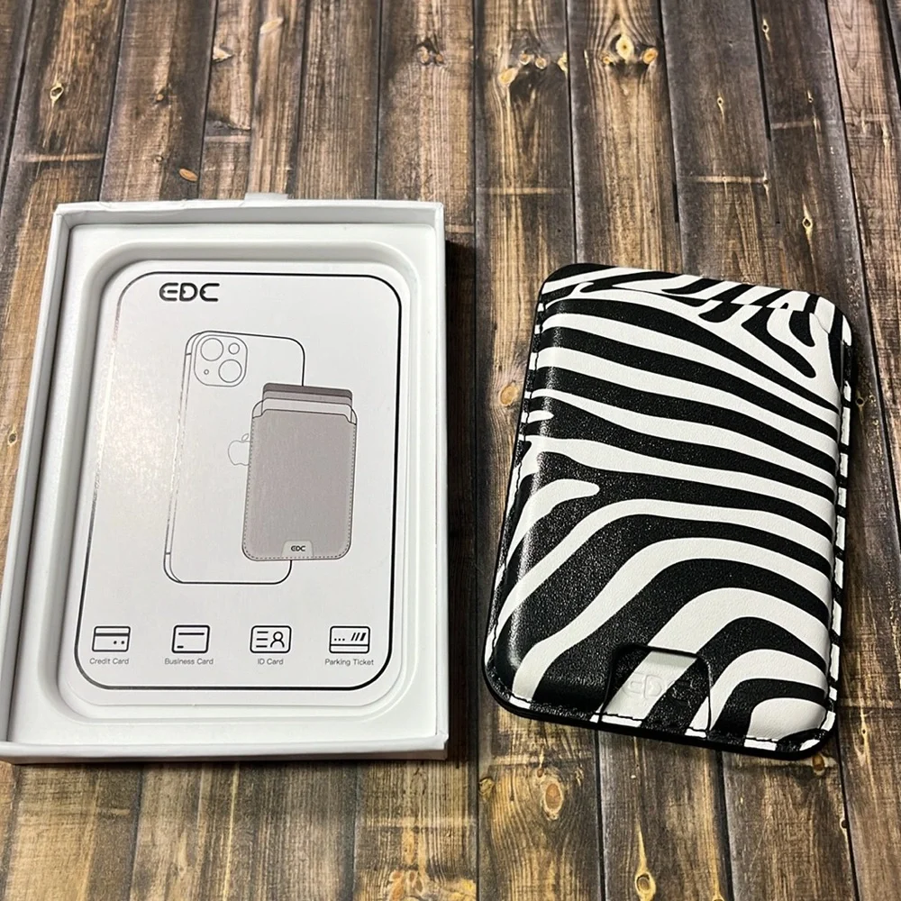Zebra EDC Magnetic Wallet Stand for Apple Magsafe Pattern Vegan Leather Wallet